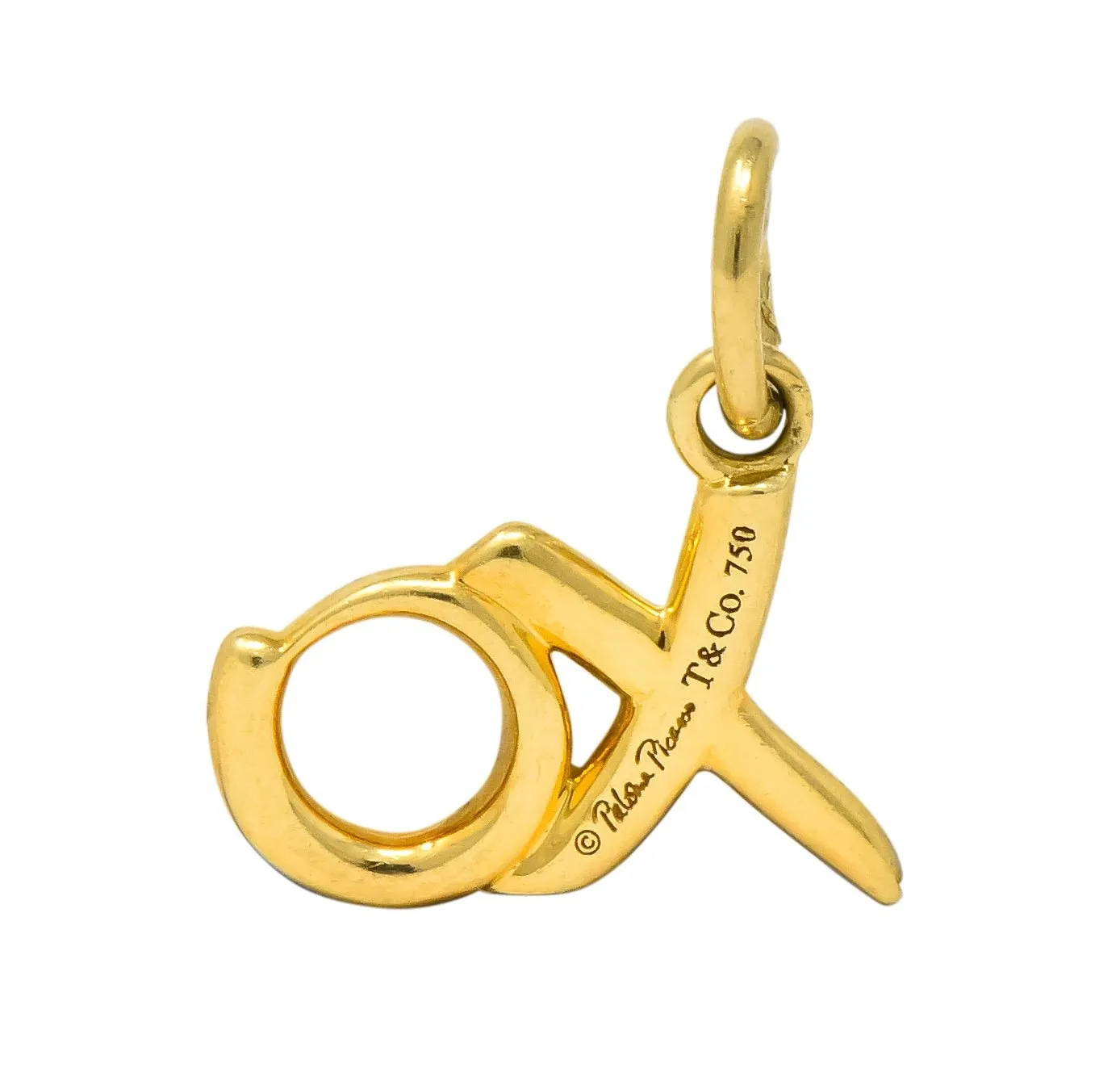 Paloma Picasso Tiffany & Co. 18 Karat Gold Graffiti Love and Kisses XO Charm Pendant