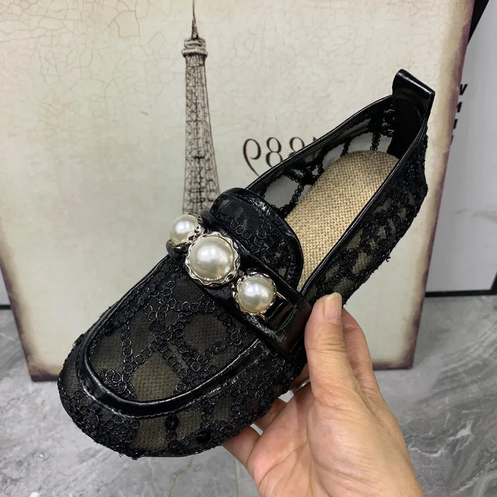 Pearl Gauze Women’s Loafers – Summer Breathable Casual Flats Sandals™