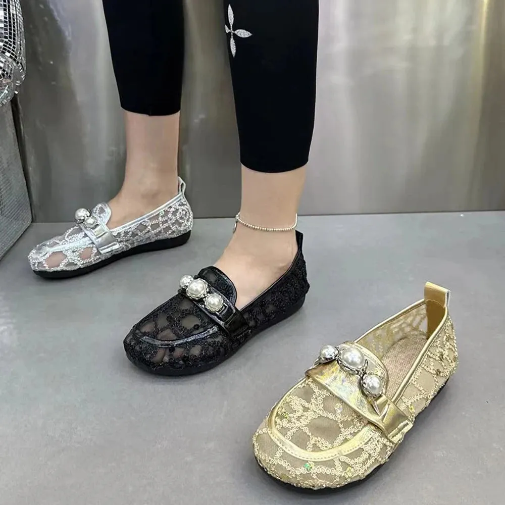 Pearl Gauze Women’s Loafers – Summer Breathable Casual Flats Sandals™