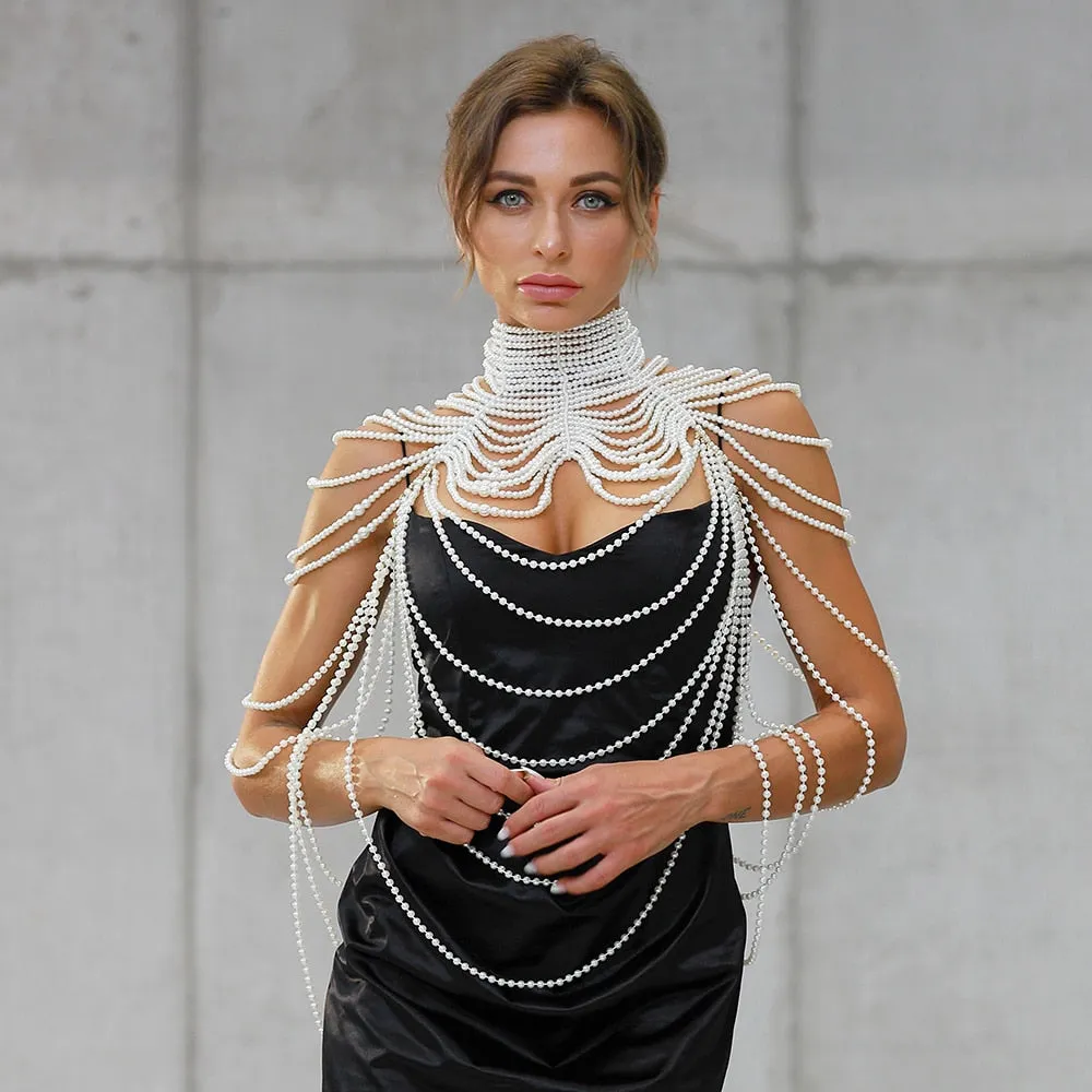 Pearl Shawl Necklaces Body Chain