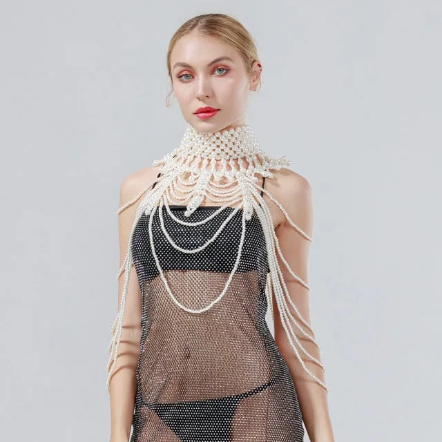Pearl Shawl Necklaces Body Chain