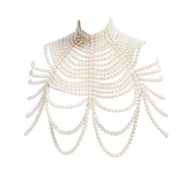 Pearl Shawl Necklaces Body Chain