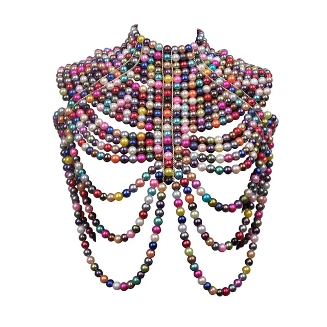 Pearl Shawl Necklaces Body Chain