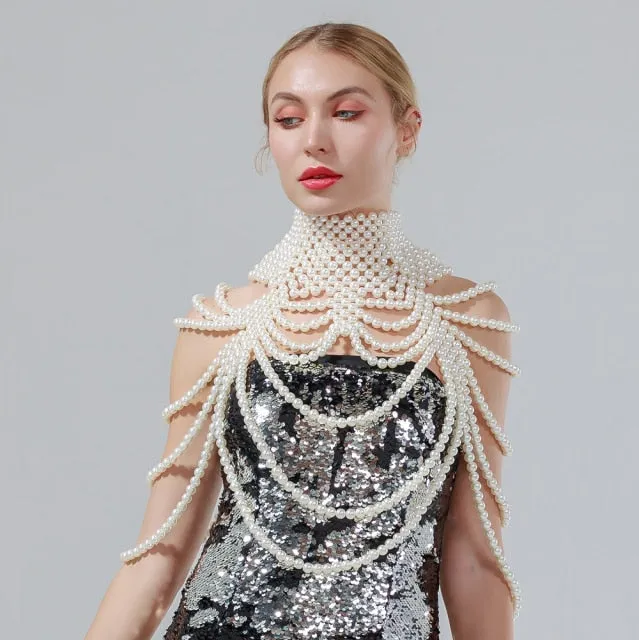 Pearl Shawl Necklaces Body Chain