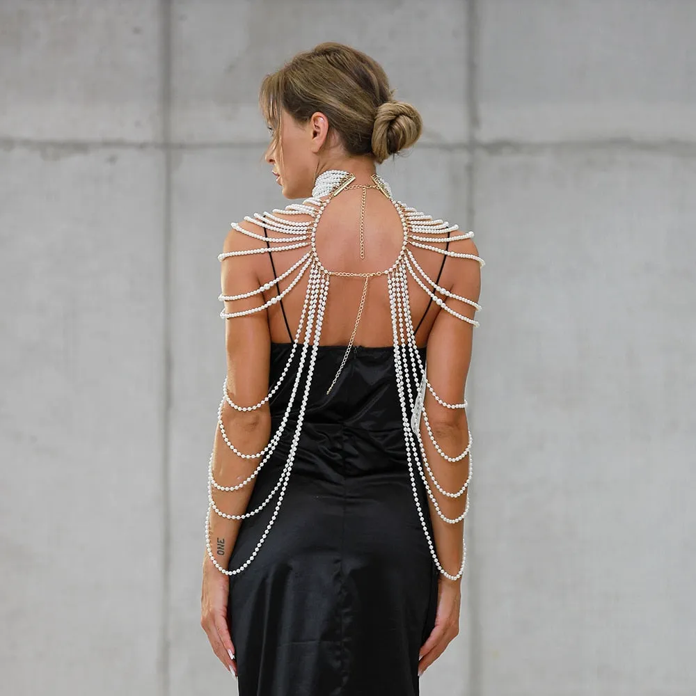 Pearl Shawl Necklaces Body Chain
