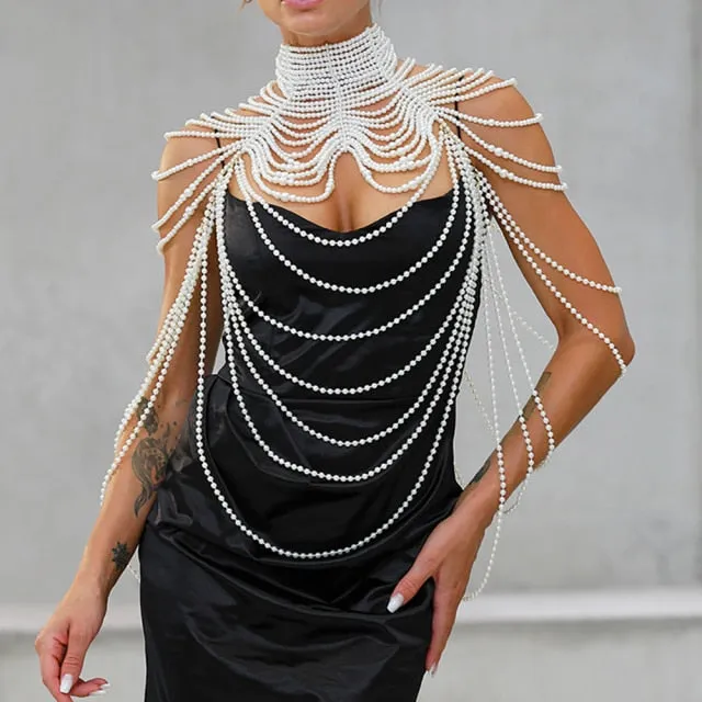 Pearl Shawl Necklaces Body Chain