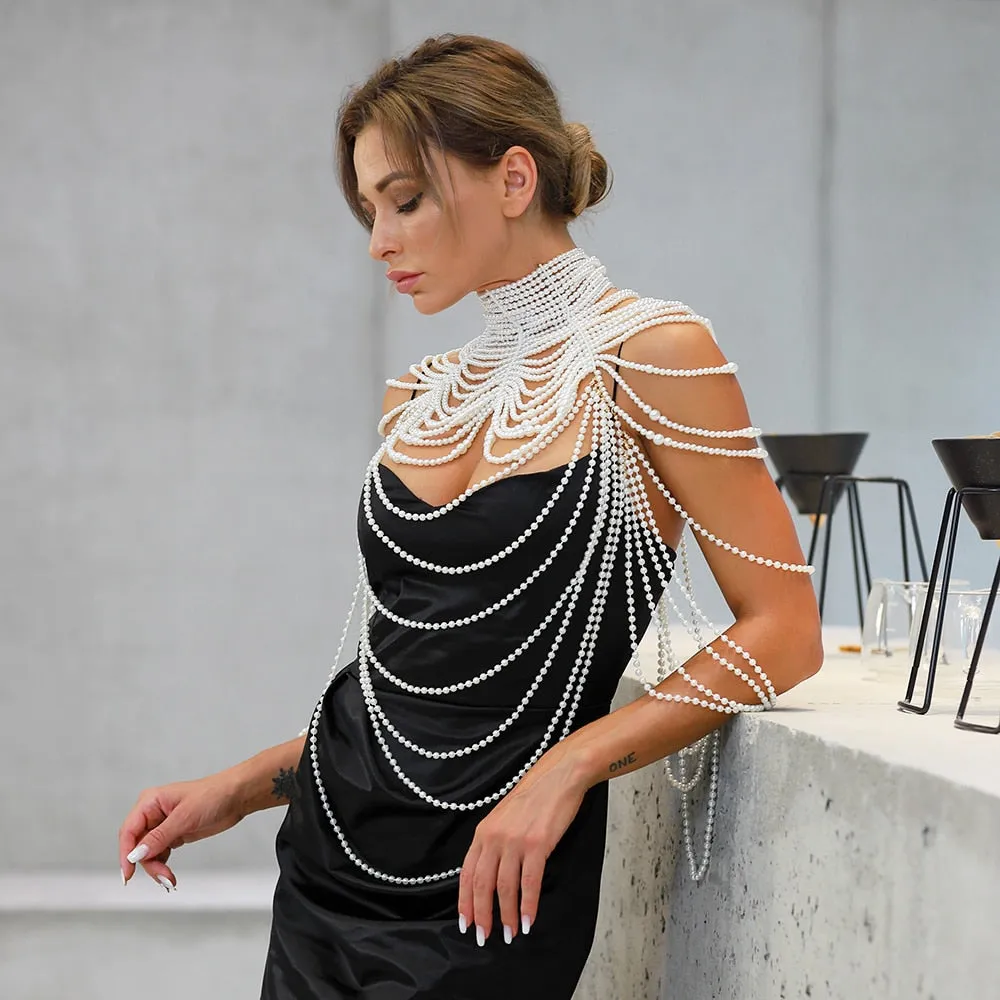 Pearl Shawl Necklaces Body Chain