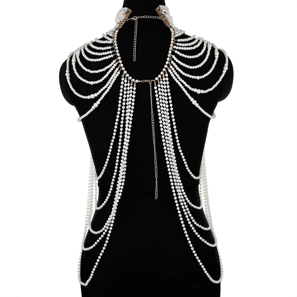 Pearl Shawl Necklaces Body Chain