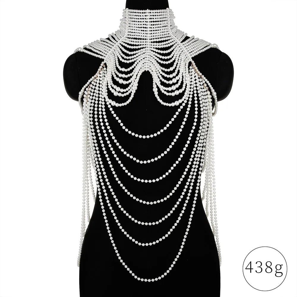 Pearl Shawl Necklaces Body Chain