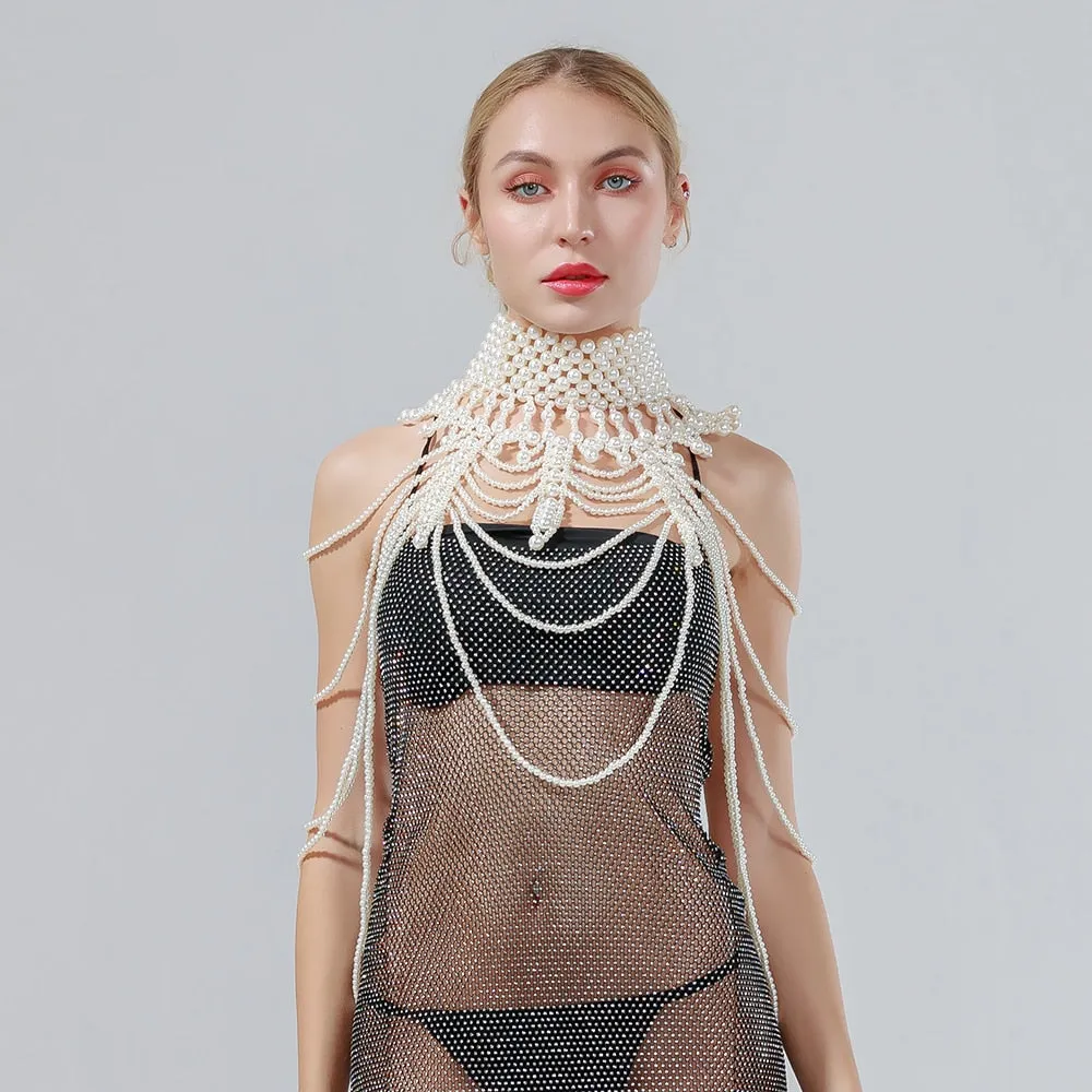 Pearl Shawl Necklaces Body Chain