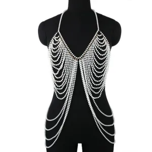Pearl Shawl Necklaces Body Chain