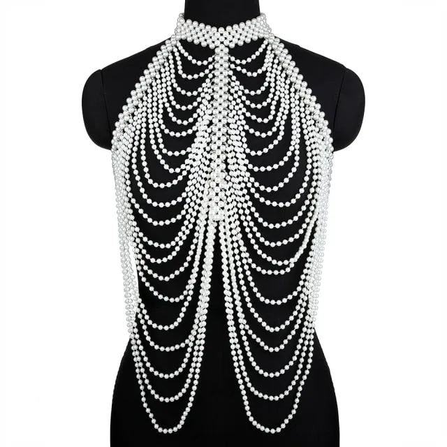 Pearl Shawl Necklaces Body Chain