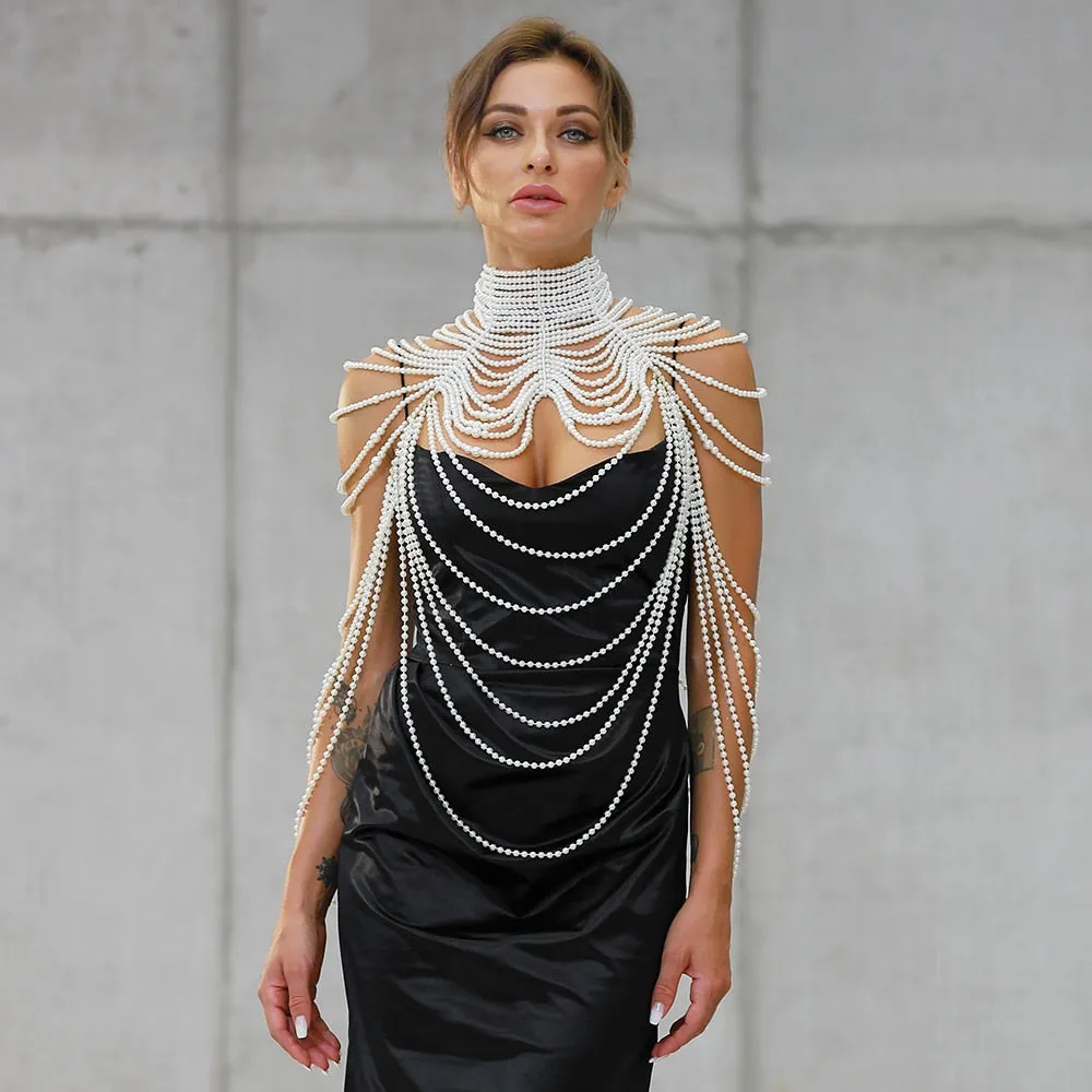 Pearl Shawl Necklaces Body Chain