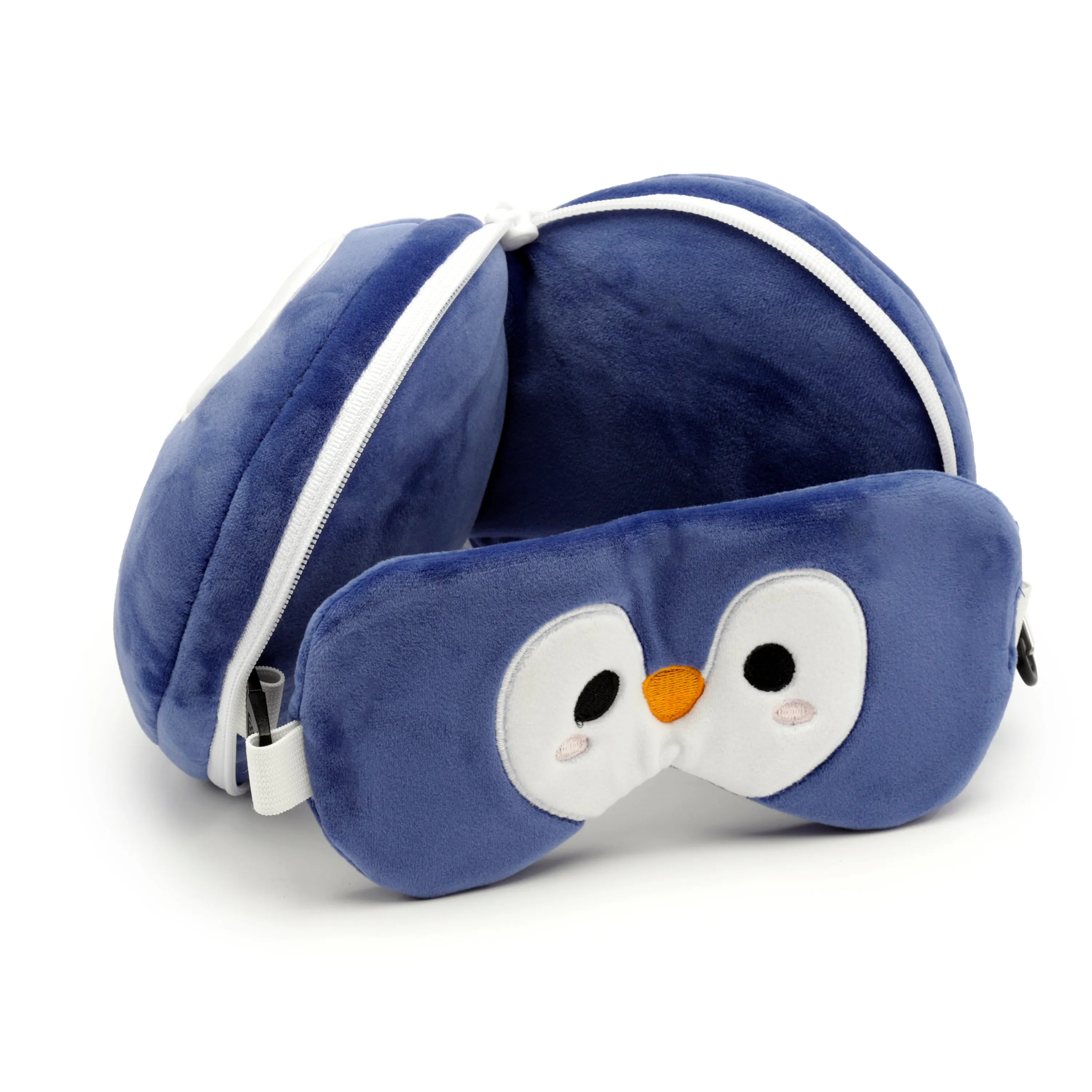 Penguin Relaxeazzz Plush Round Travel Pillow & Eye Mask Set