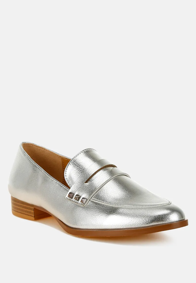 Penny Strap Metallic Loafers by RUW