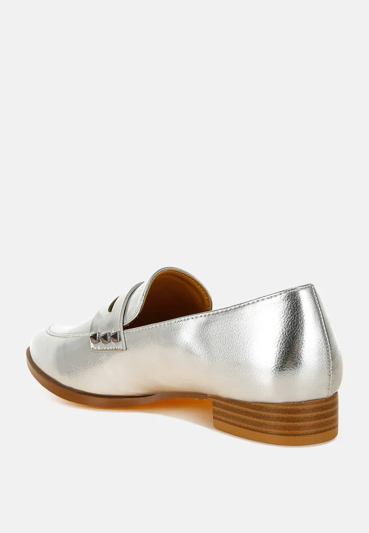 Penny Strap Metallic Loafers by RUW