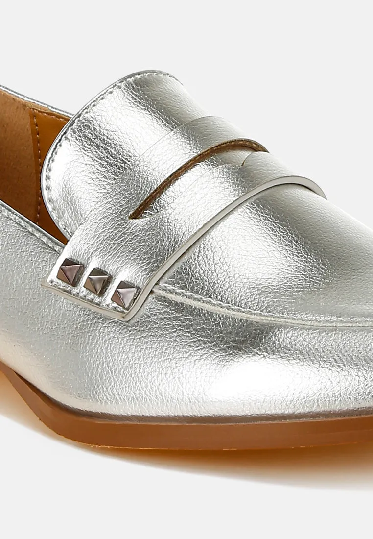Penny Strap Metallic Loafers by RUW
