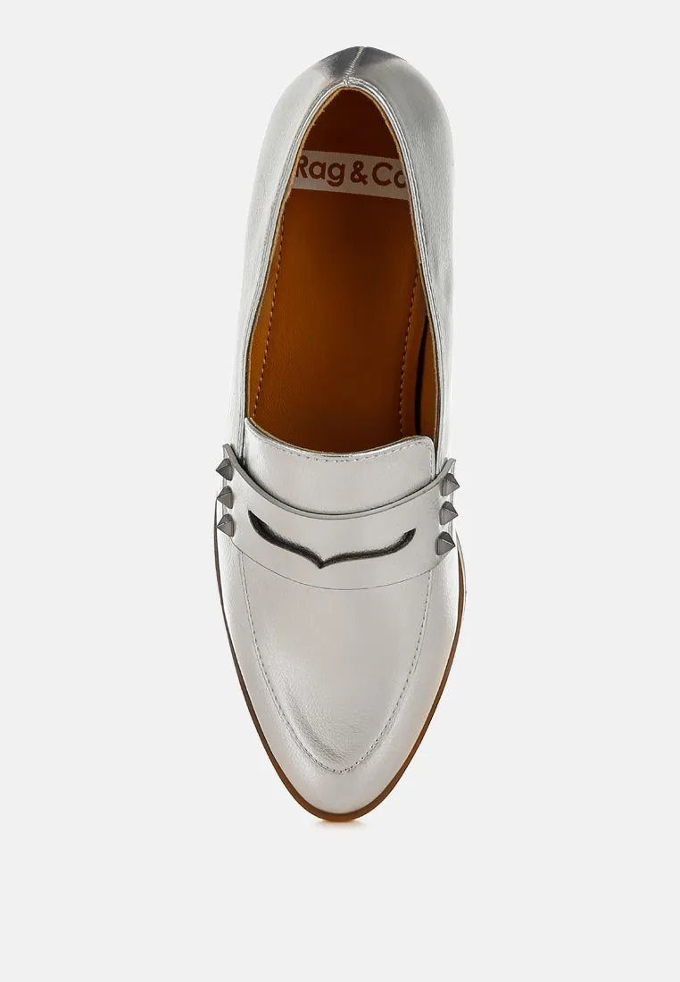 Penny Strap Metallic Loafers by RUW