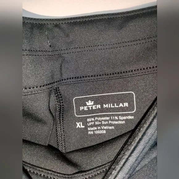 Peter Millar (Size XL) Black Sporty Performance Stretchy &quot;Alice Petal Hem&quot; Skort