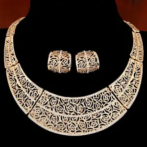 Piercing Collares Earrings Fine African Jewelry Sets Bridal Maxi Necklaces  Pendientes Gold/Silver Plated Wedding Joyeria Women