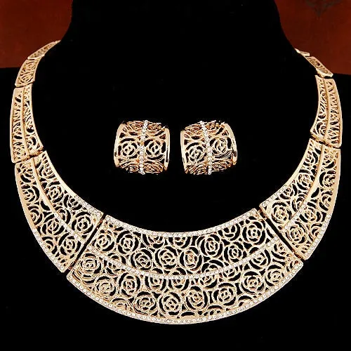 Piercing Collares Earrings Fine African Jewelry Sets Bridal Maxi Necklaces  Pendientes Gold/Silver Plated Wedding Joyeria Women