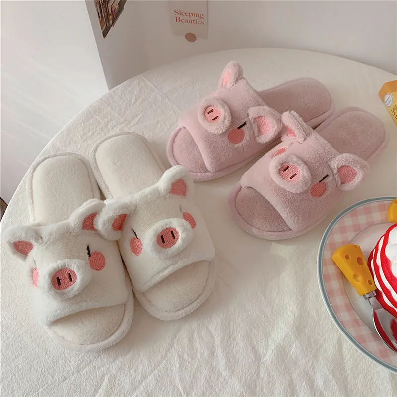 PINK/WHITE PIGGY PLUSH SLIPPERS UB2765