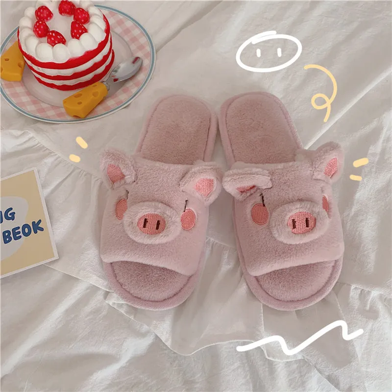 PINK/WHITE PIGGY PLUSH SLIPPERS UB2765
