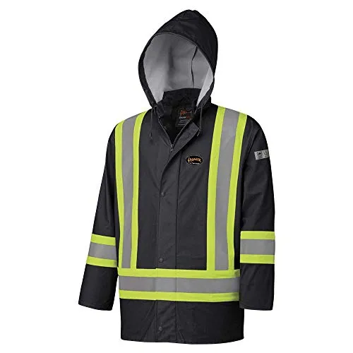 Pioneer V3520170 FR Oil & Chemical Resistant Rain Jacket - Hi-Vis Lightweight