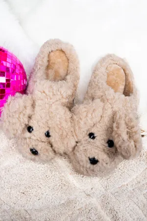 Plush doggy slippers