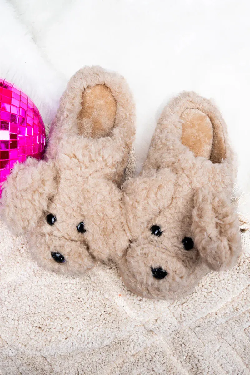 Plush doggy slippers