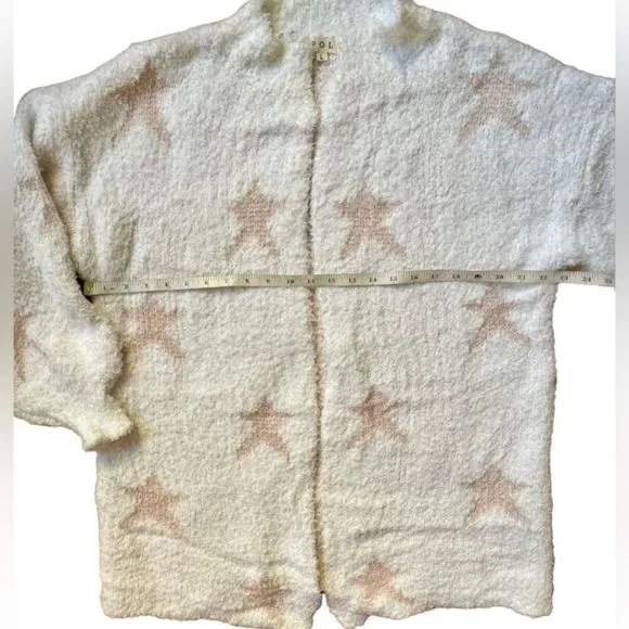 POL Oversized Berber Star Print Lounge Cardigan Sweater Size Large NEW