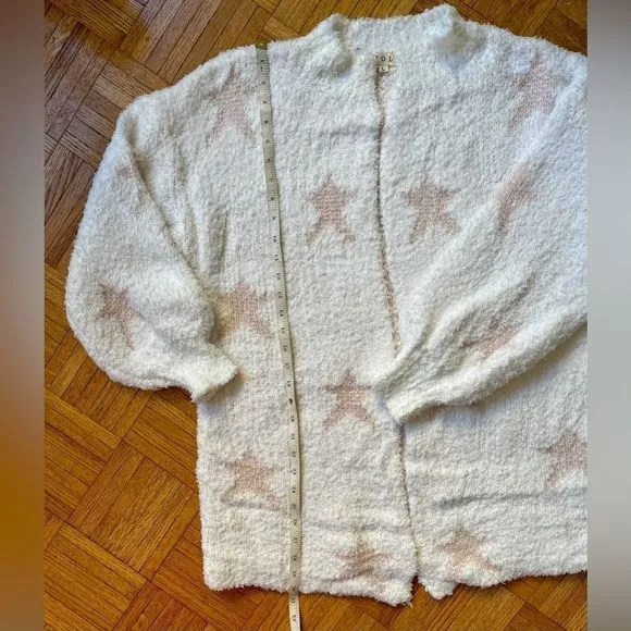 POL Oversized Berber Star Print Lounge Cardigan Sweater Size Large NEW