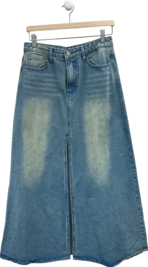 PrettyLittleThing Blue Denim Midi Skirt UK 10