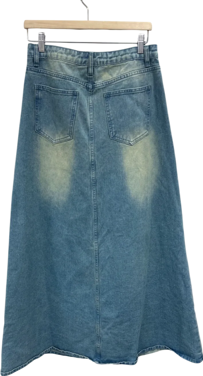 PrettyLittleThing Blue Denim Midi Skirt UK 10