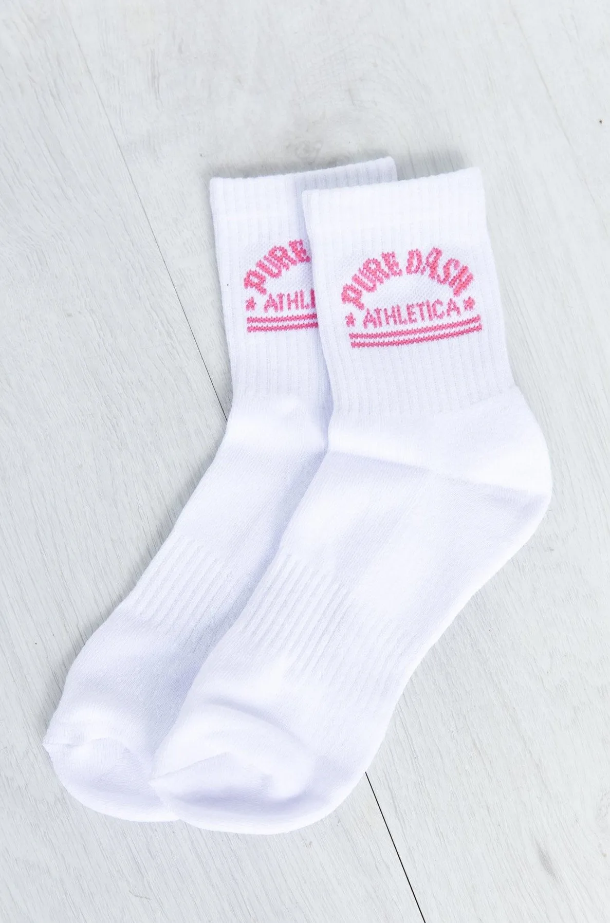 Pure Dash Crew Socks - Pink/White