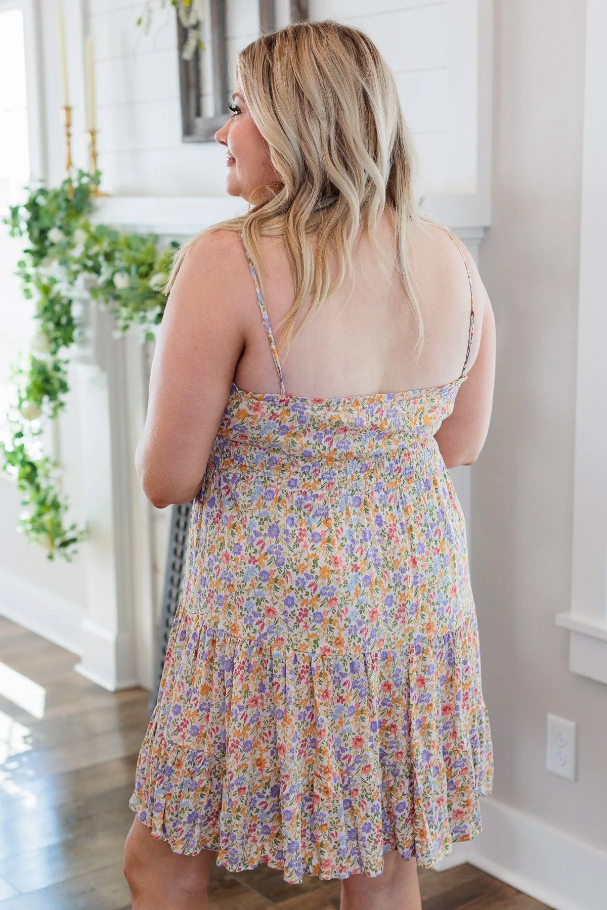 Put A Ring On It Smocked Dress- Orange & Lavender