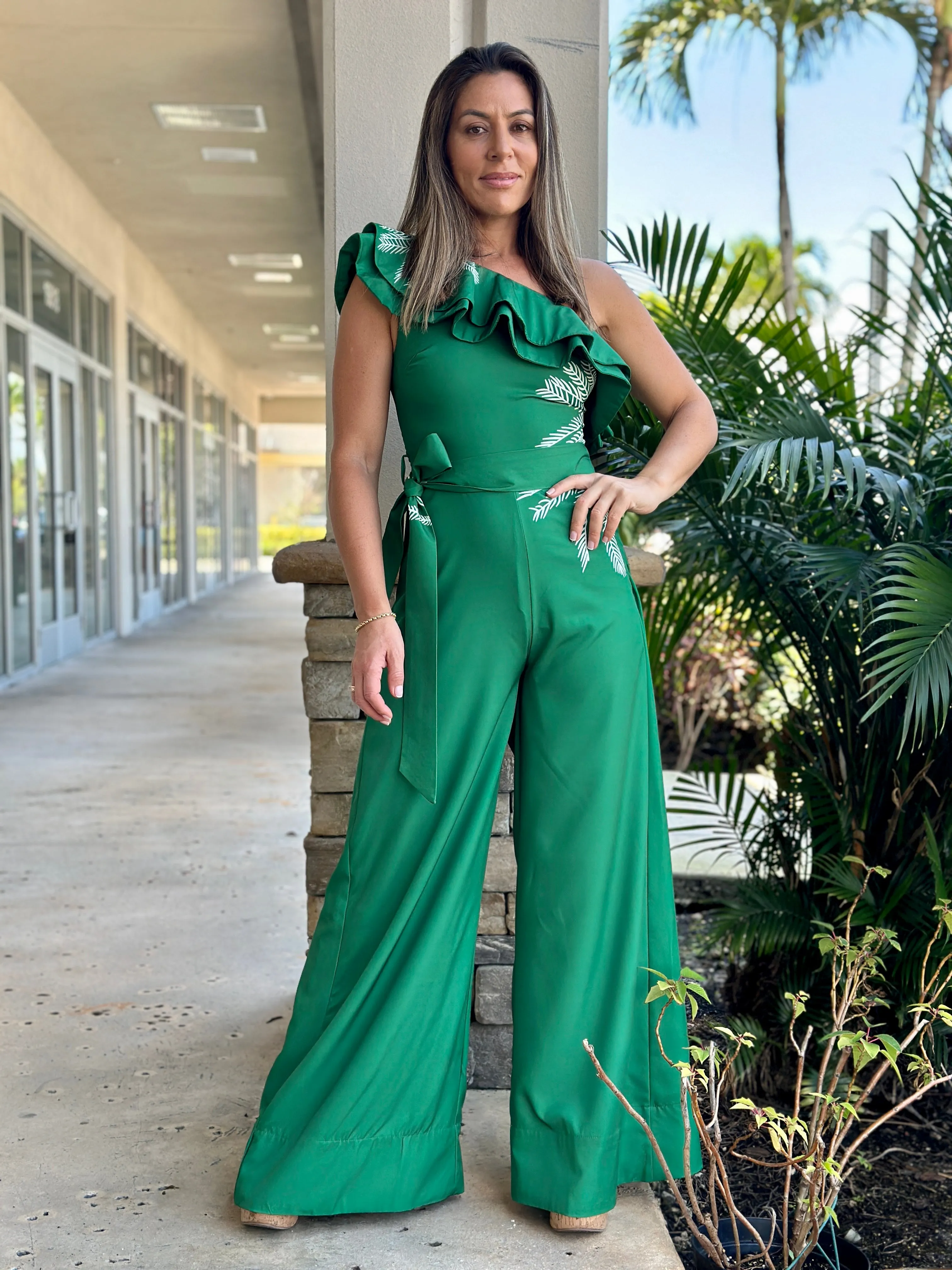 "Alma" Ruffles One Shoulder Jumpsuit