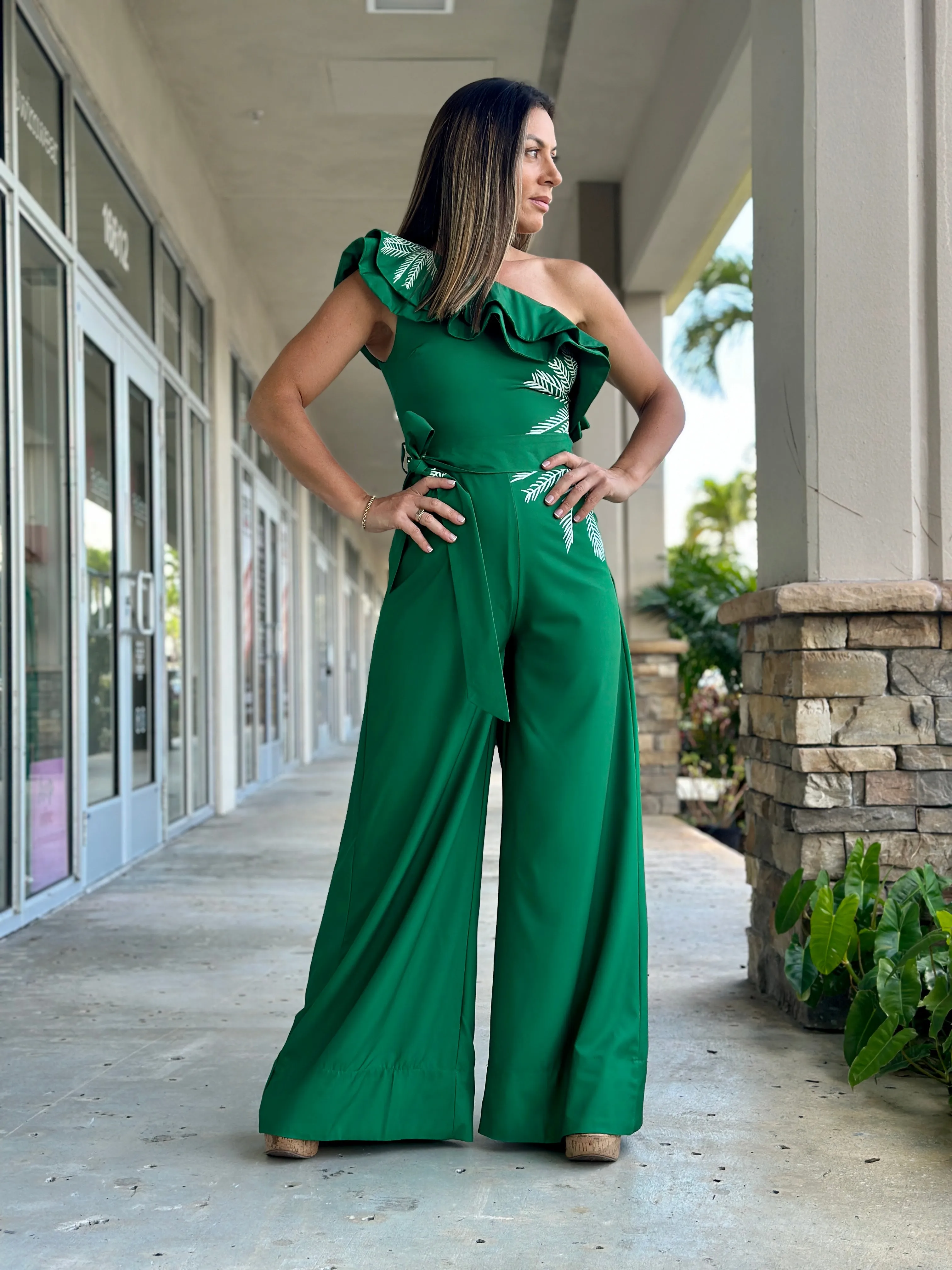 "Alma" Ruffles One Shoulder Jumpsuit