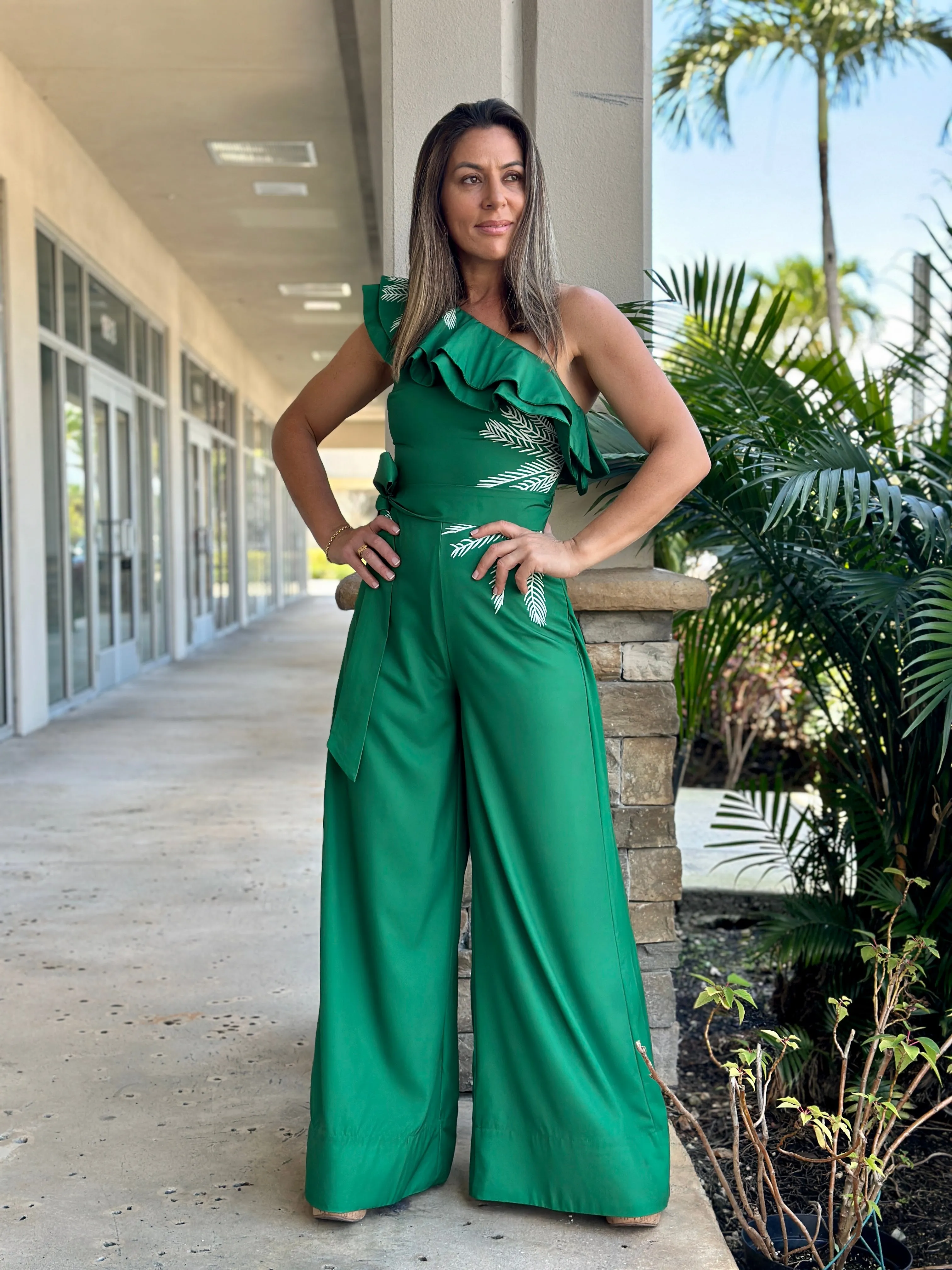 "Alma" Ruffles One Shoulder Jumpsuit