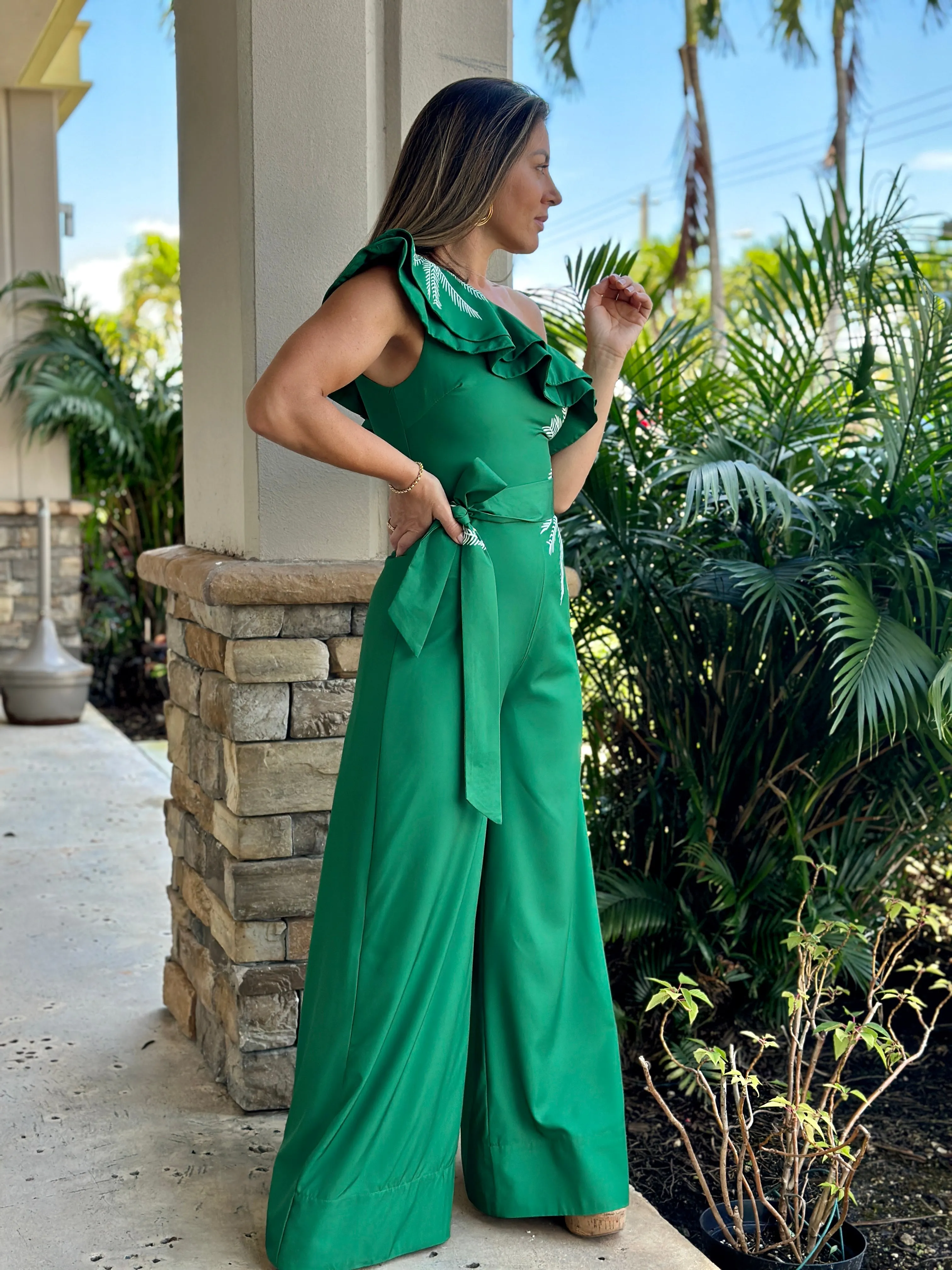 "Alma" Ruffles One Shoulder Jumpsuit