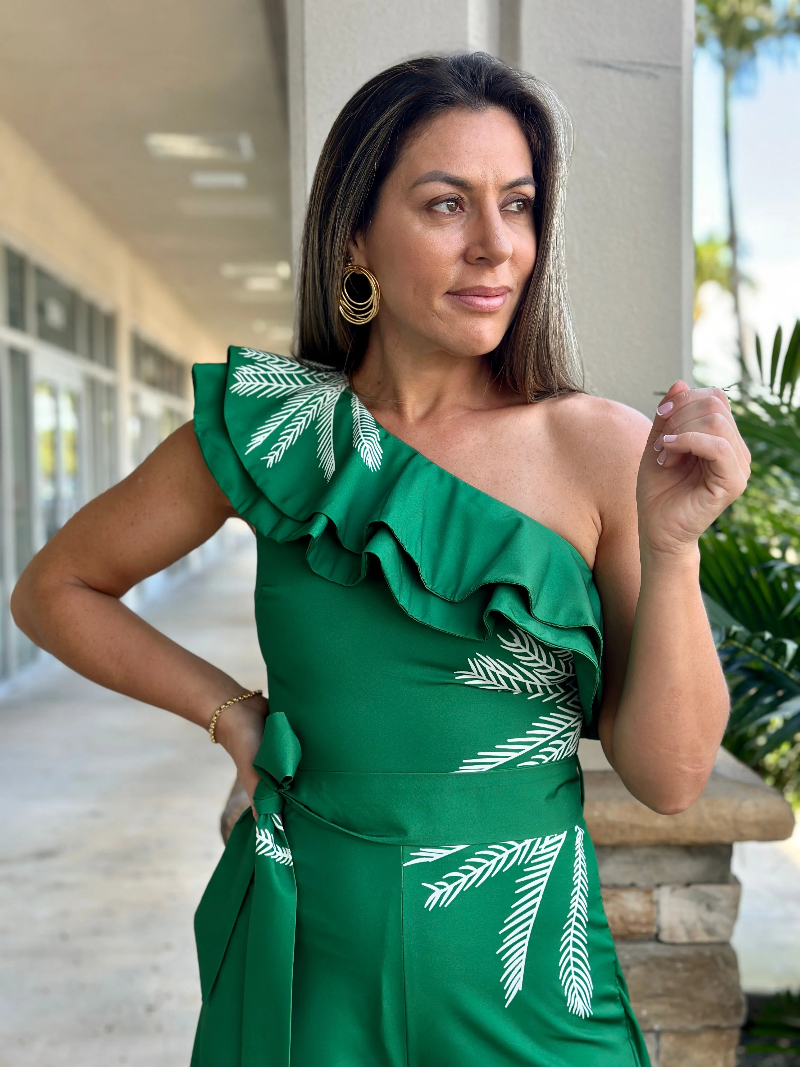 "Alma" Ruffles One Shoulder Jumpsuit