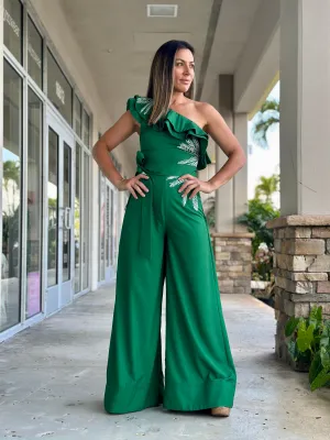 "Alma" Ruffles One Shoulder Jumpsuit
