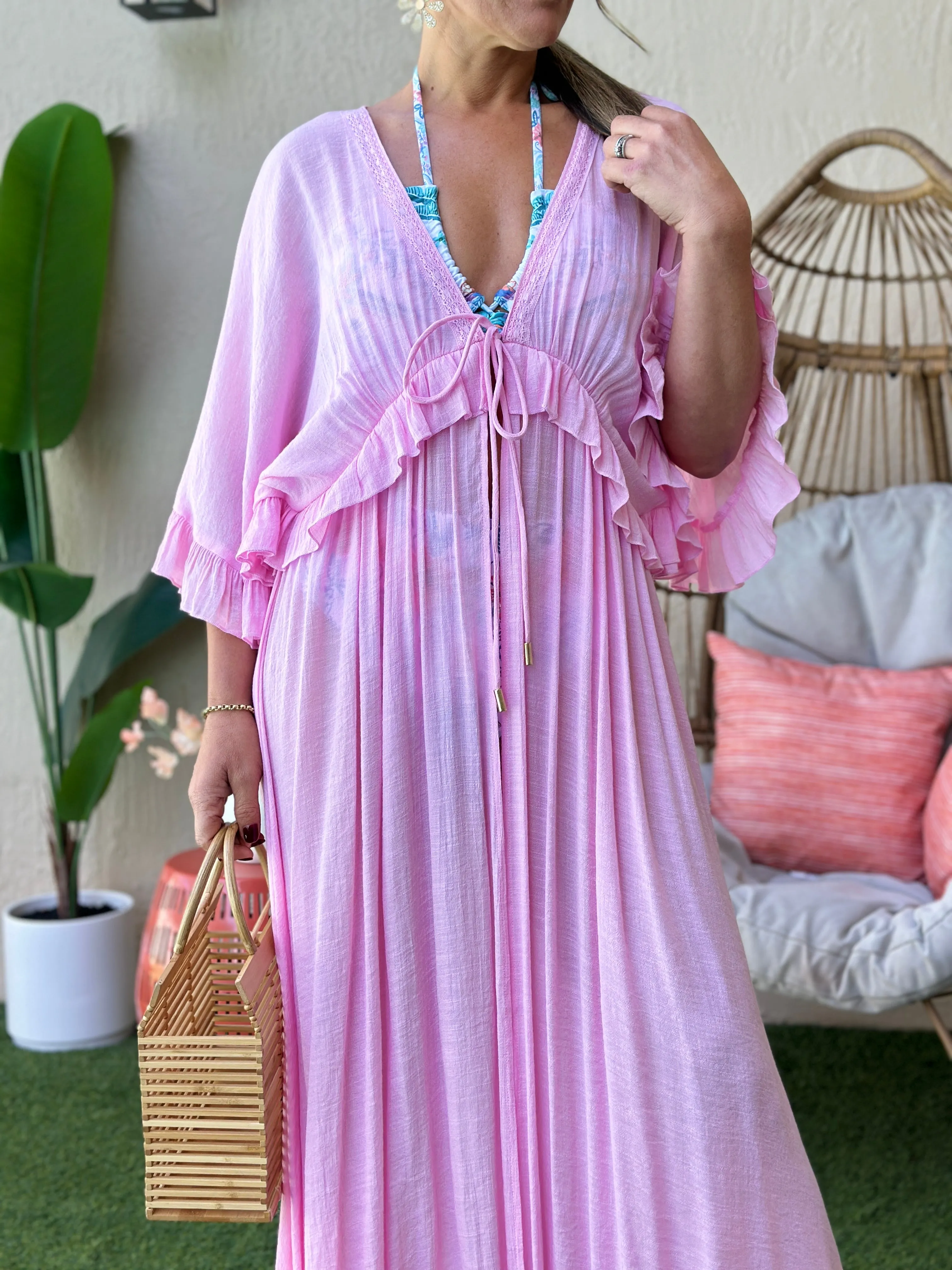 "Lulu" Ruffles Short Sleeve Cover Up Cardigan
