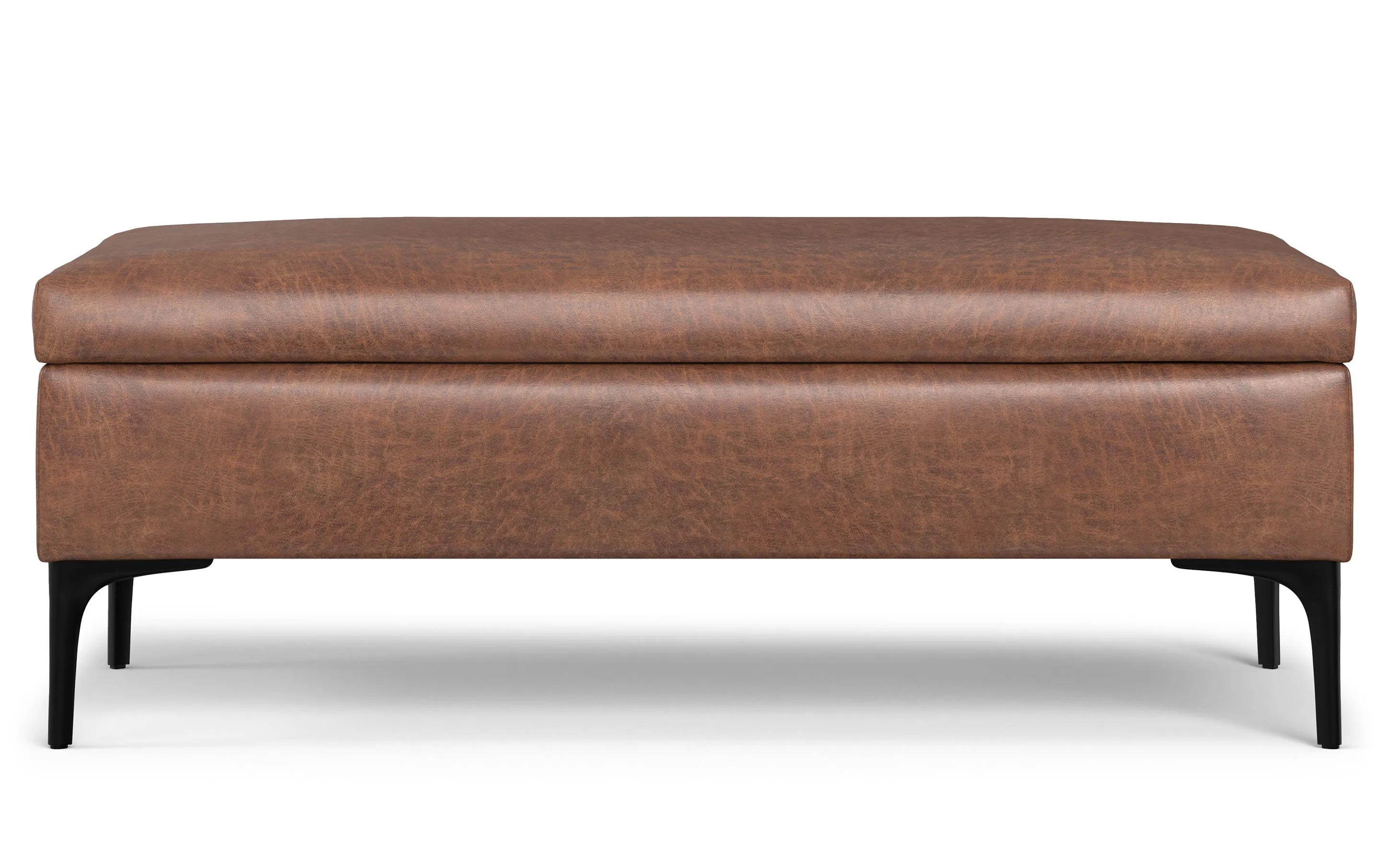 Rebecca Large Coffee Table Storage Ottoman with Lift up Lid in Distressed Vegan Leather