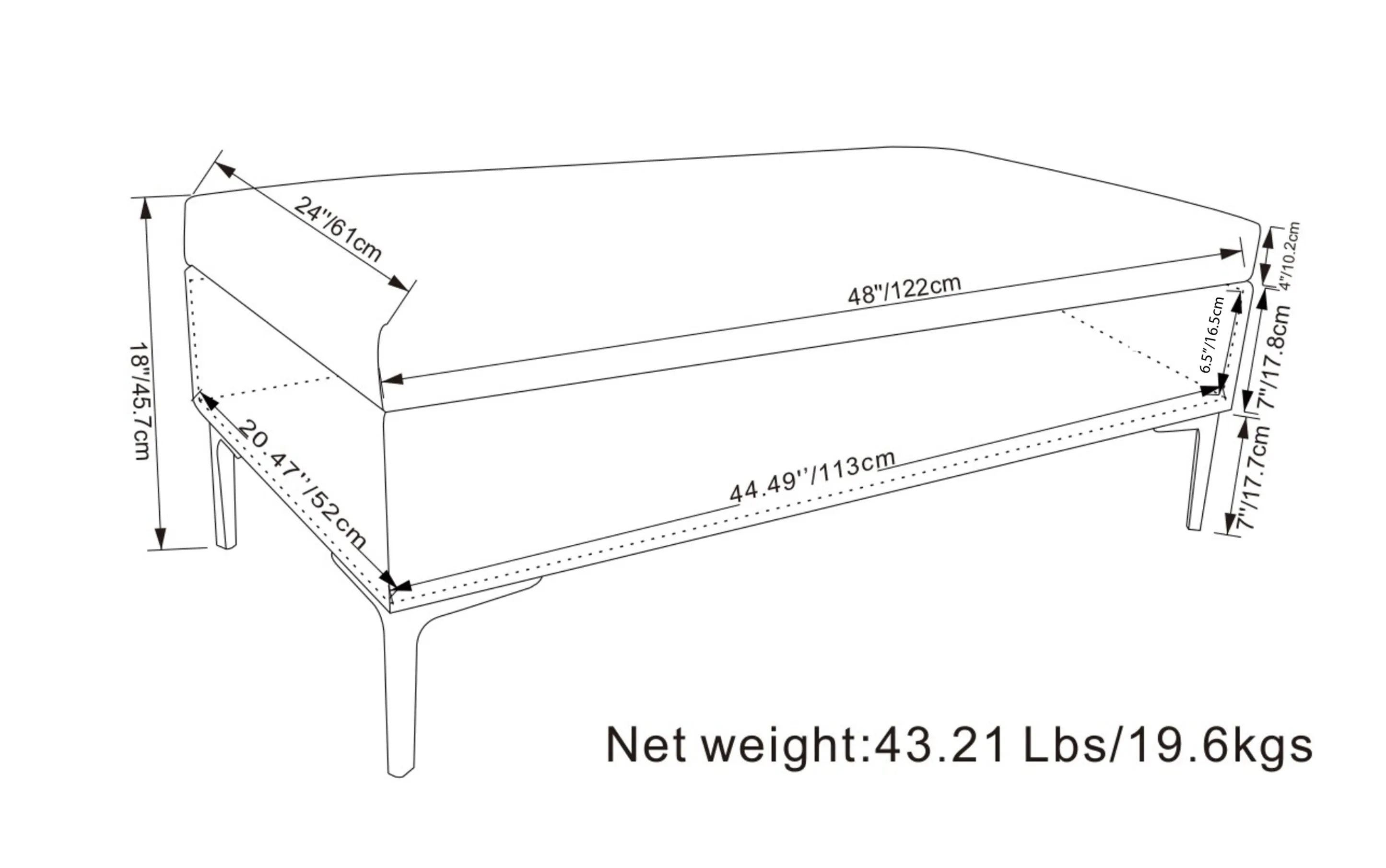 Rebecca Large Coffee Table Storage Ottoman with Lift up Lid in Distressed Vegan Leather