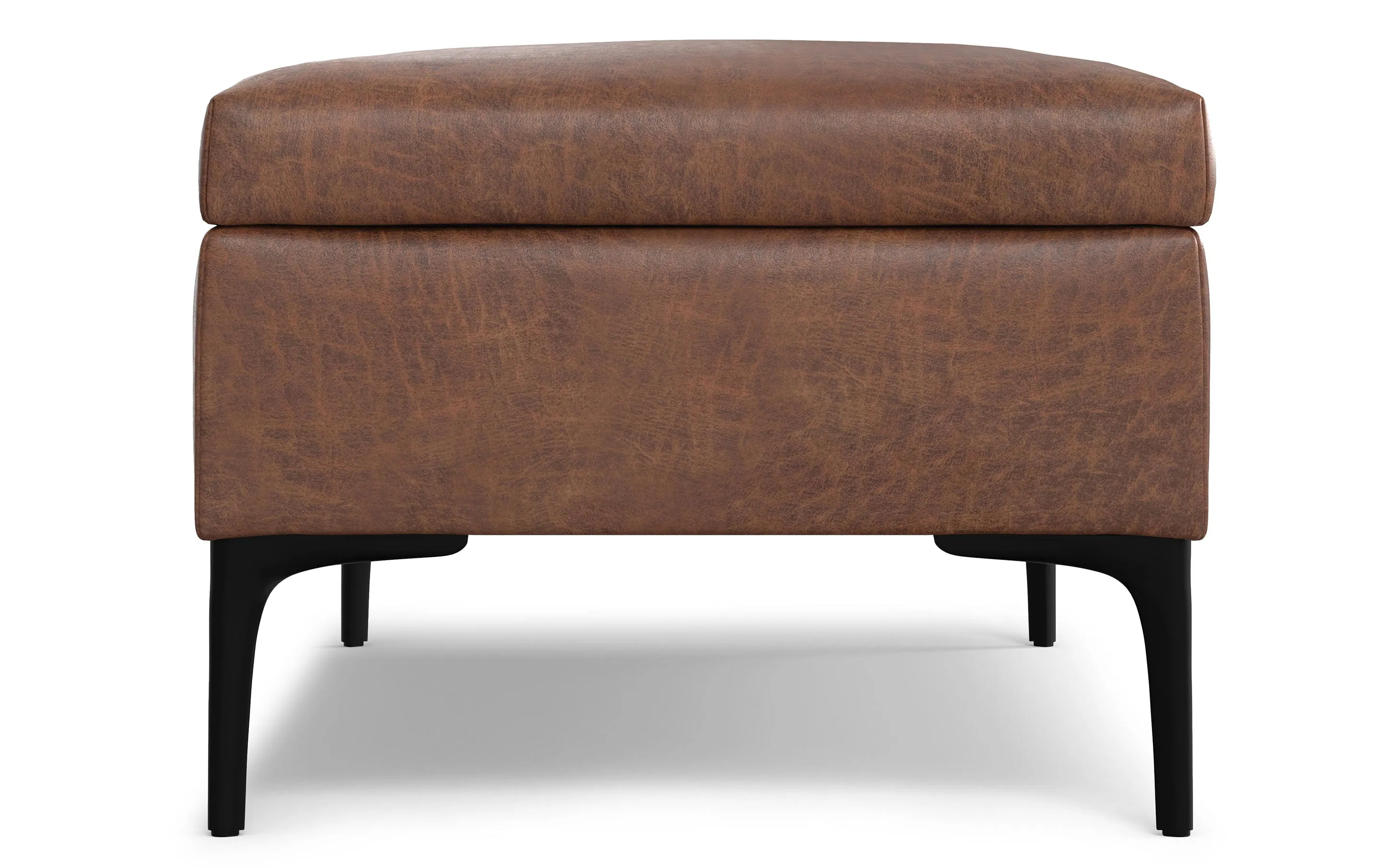 Rebecca Large Coffee Table Storage Ottoman with Lift up Lid in Distressed Vegan Leather