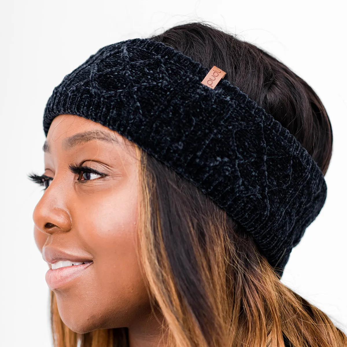 Recycled Headband - Chenille Knit Black