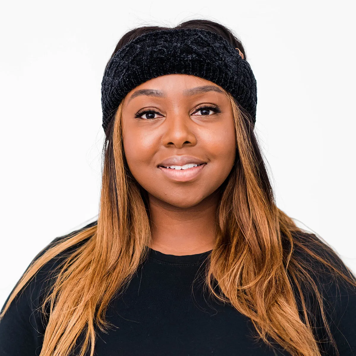 Recycled Headband - Chenille Knit Black