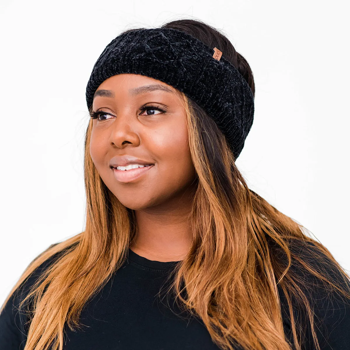 Recycled Headband - Chenille Knit Black