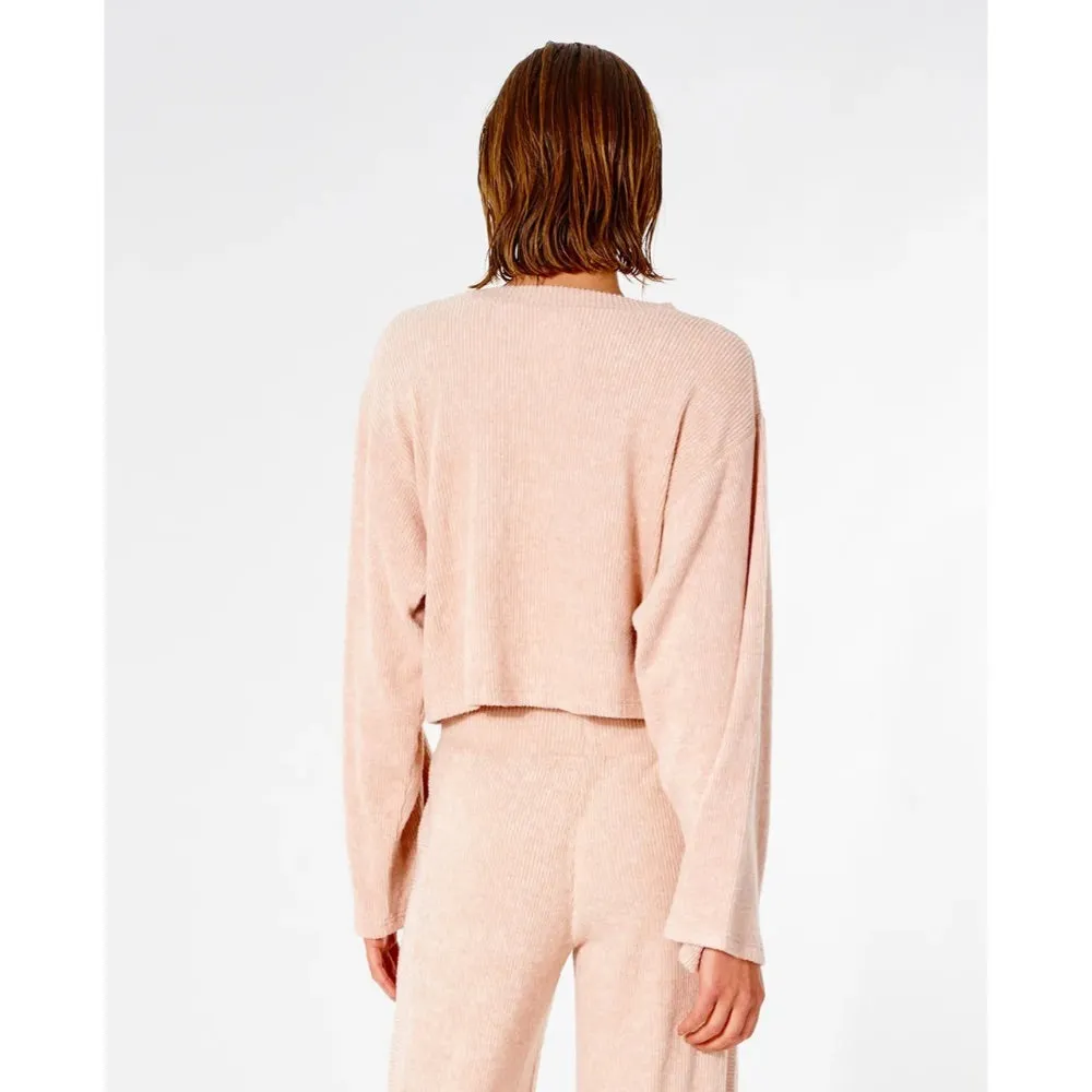 RIP CURL COZY CROP CREW NECK FLEECE TAN MARLE
